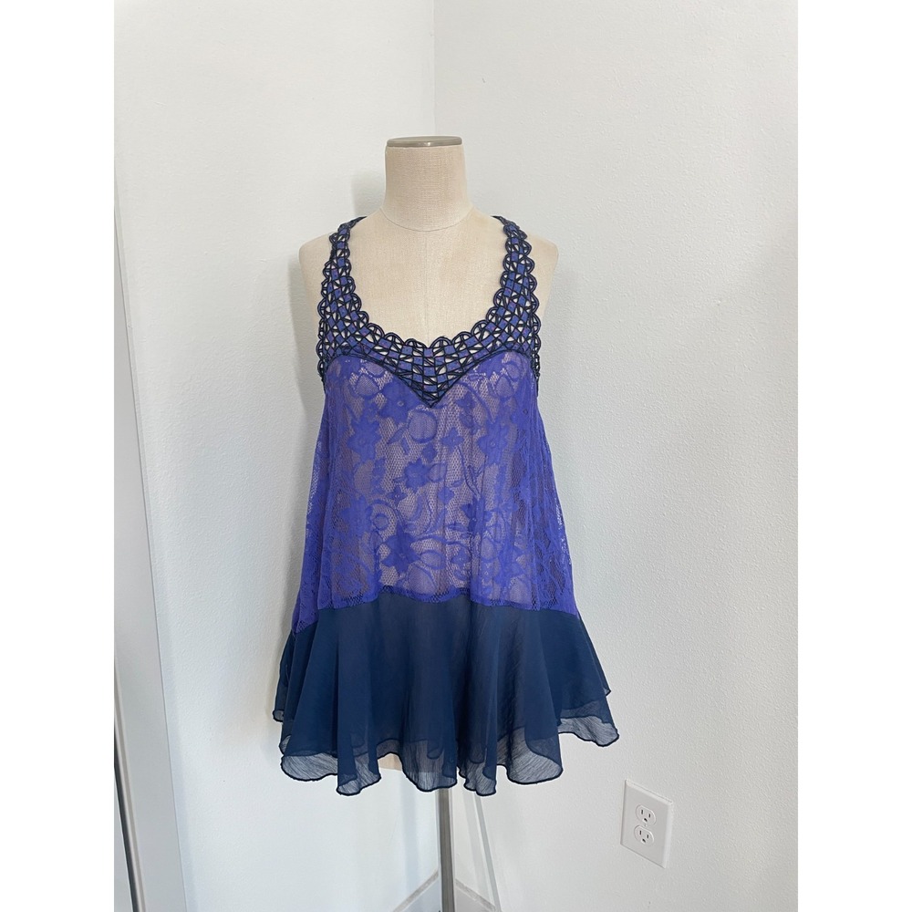 Free People Tank Women XS Pullover Flowy Blouse  Boho Western Rodeo Romantic